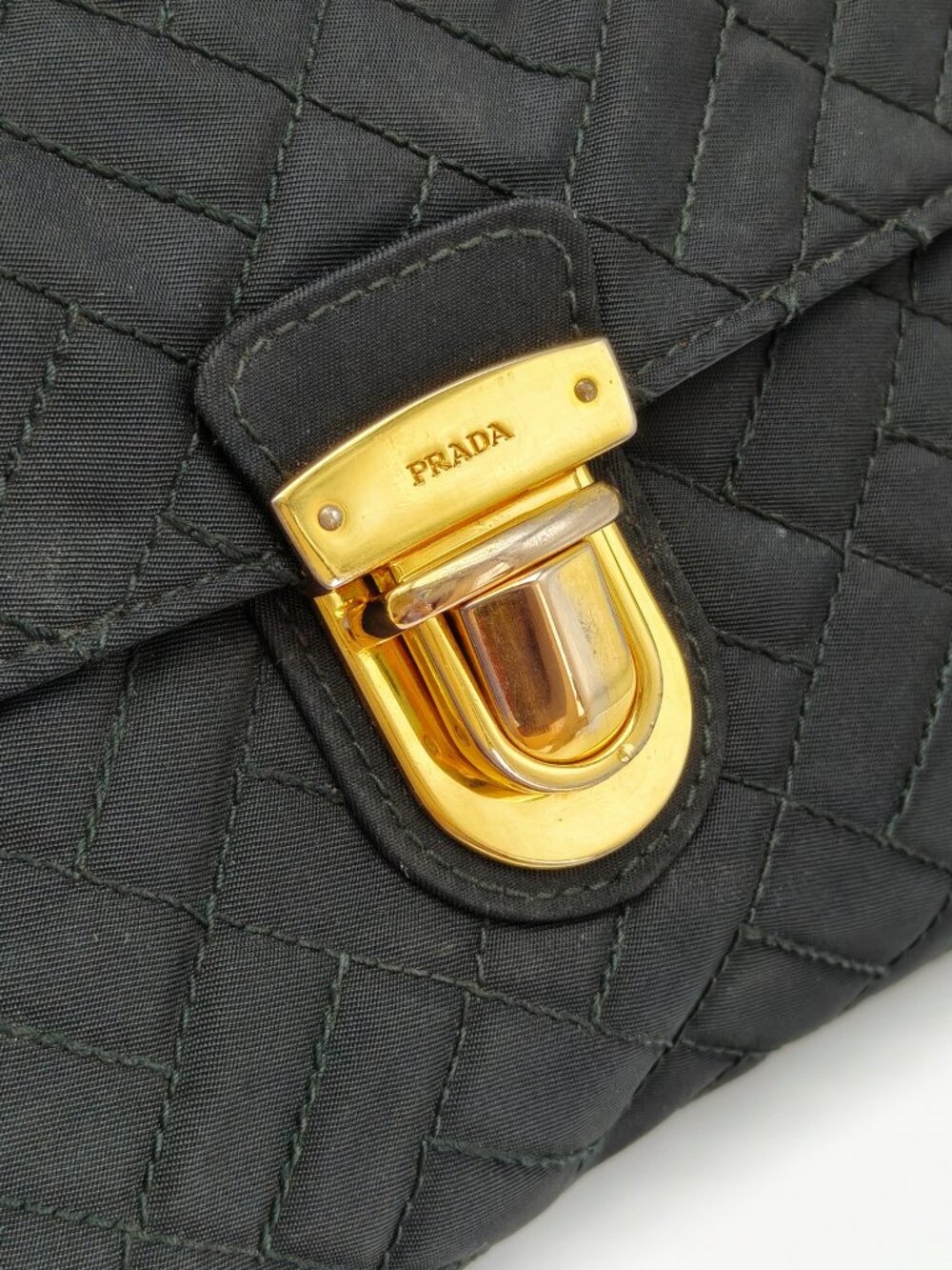 Prada Black Quilted Nylon Chain Shoulder Bag Gold Hardware Crossbody - Picture 6 of 17